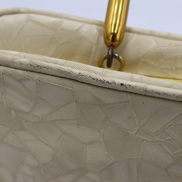 Vintage White Frame Abstract Patterned Box Purse 1960s - Picture 11 of 15